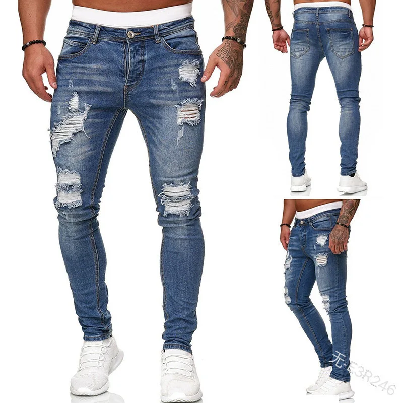 Ripped Men Jeans Denim Pant Mi - Retro Track Pant 评论和价格