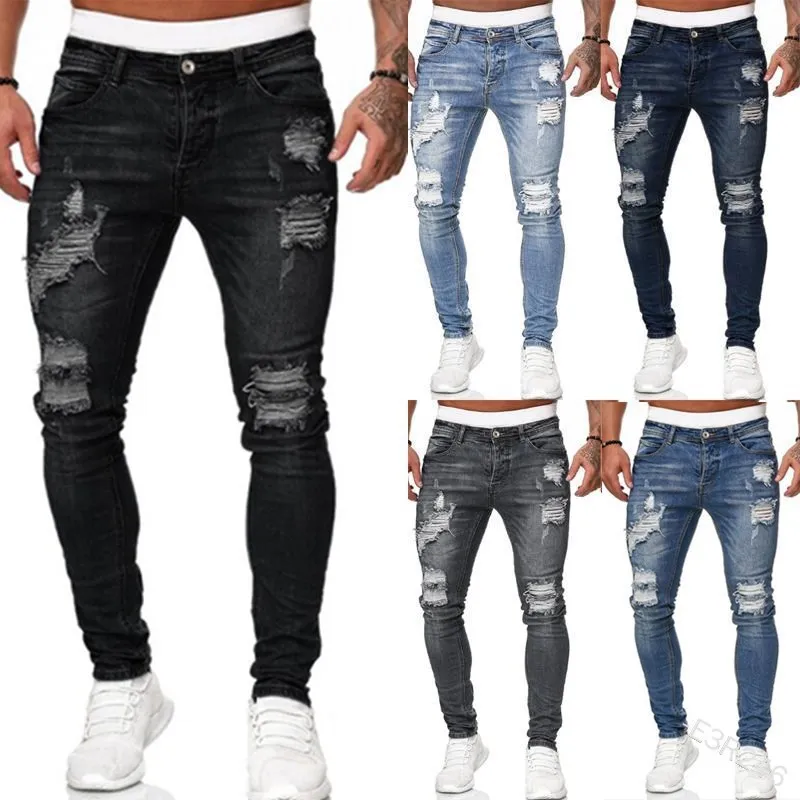 Ripped Men Jeans Denim Pant Mi - Retro Track Pant 评论和价格