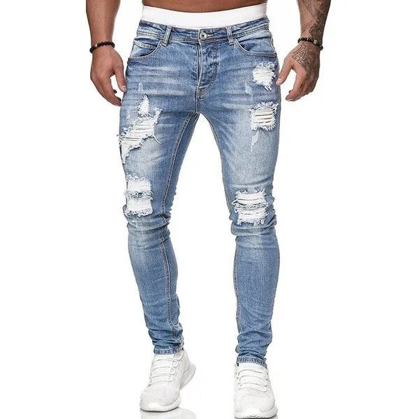 Ripped Men Jeans Denim Pant Mi - Retro Track Pant 评论和价格