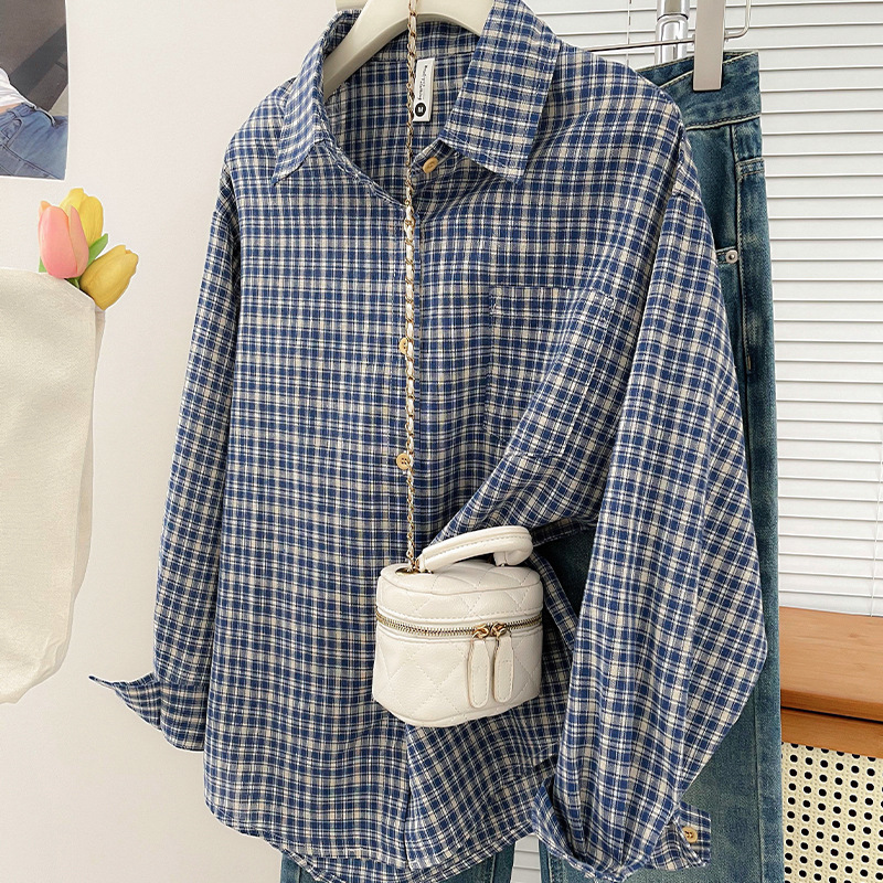 Korean-style Vintage Plaid Shi - Usa Vintage Fashion 评论和价格