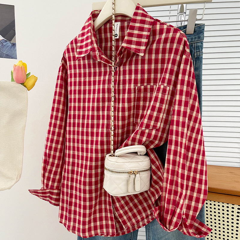 Korean-style Vintage Plaid Shi - Usa Vintage Fashion 评论和价格