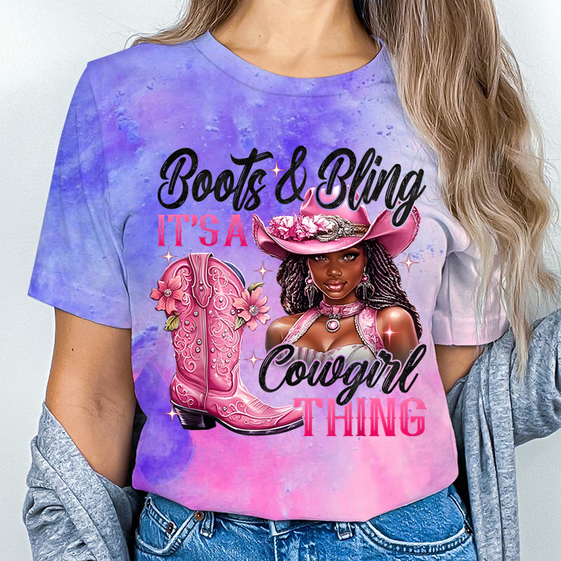 Retro Boots & Bling its a Cowg - Tie Dye Shirt Vintage 评论和价格