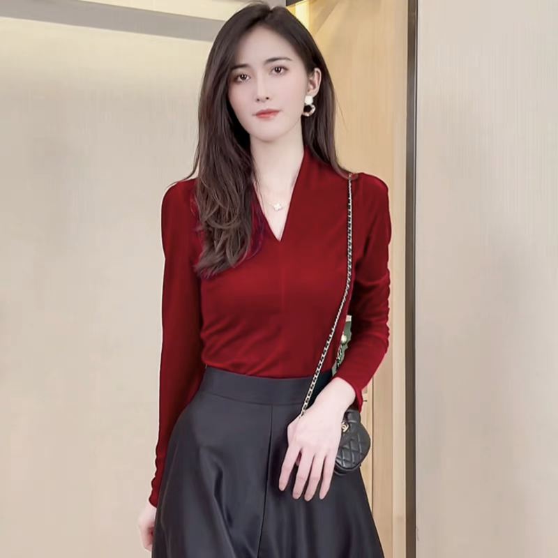 Fashion elegant V-neck long sl - Vintage Fashion Plus Size 评论和价格