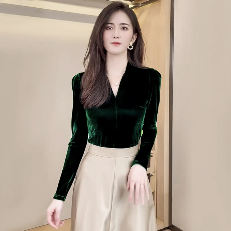 Fashion elegant V-neck long sl - Vintage Fashion Plus Size 评论和价格