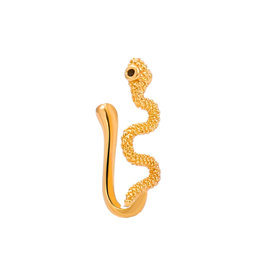 Gold Textured Snake Shape Nose - Vintage Fashion Rings For Women 评论和价格