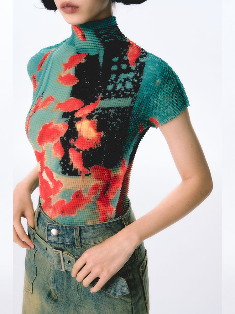 Onalippa Pleated Goldfish Elas - Tie Dye Shirt Vintage 评论和价格
