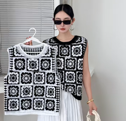 Granny Square Crochet Top Slee - Crochet Top Boho 评论和价格