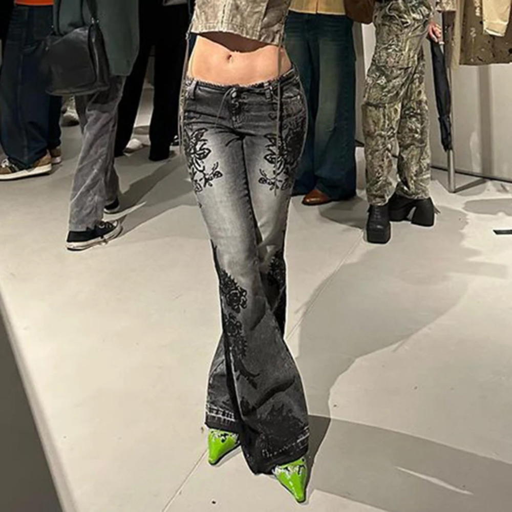 Streetwear Flare Jeans Women D - Mom Jean High Rise 评论和价格