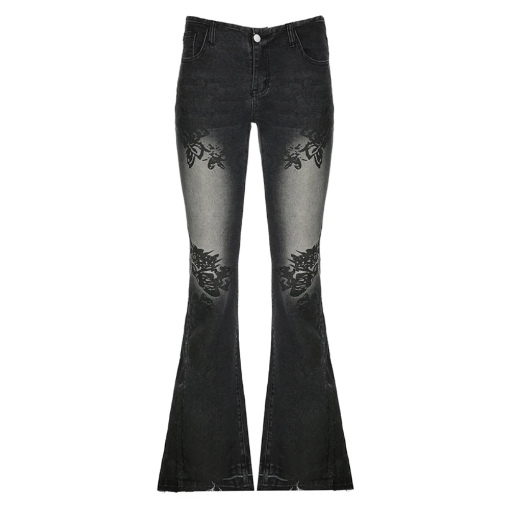 Streetwear Flare Jeans Women D - Mom Jean High Rise 评论和价格