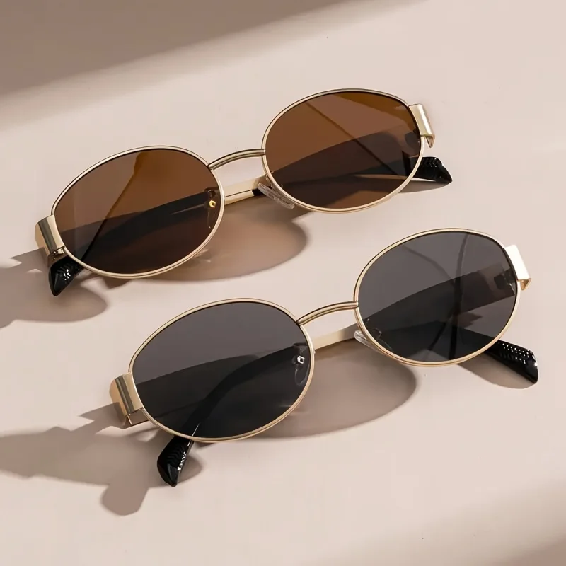 2PCS Oval Shape Metal Sunglass - Vintage Fashion Images 评论和价格