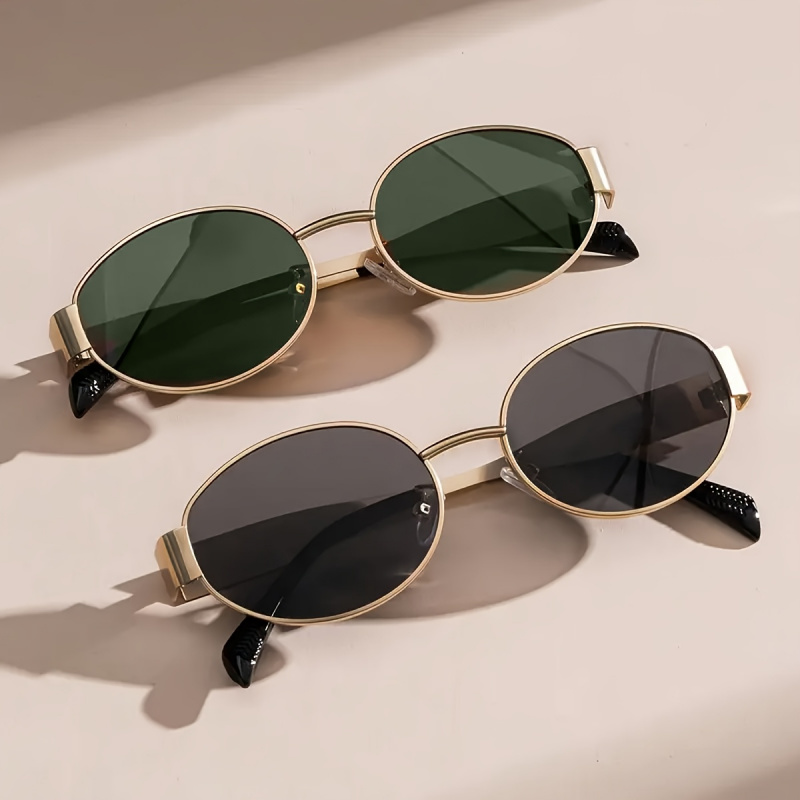 2PCS Oval Shape Metal Sunglass - Vintage Fashion Images 评论和价格