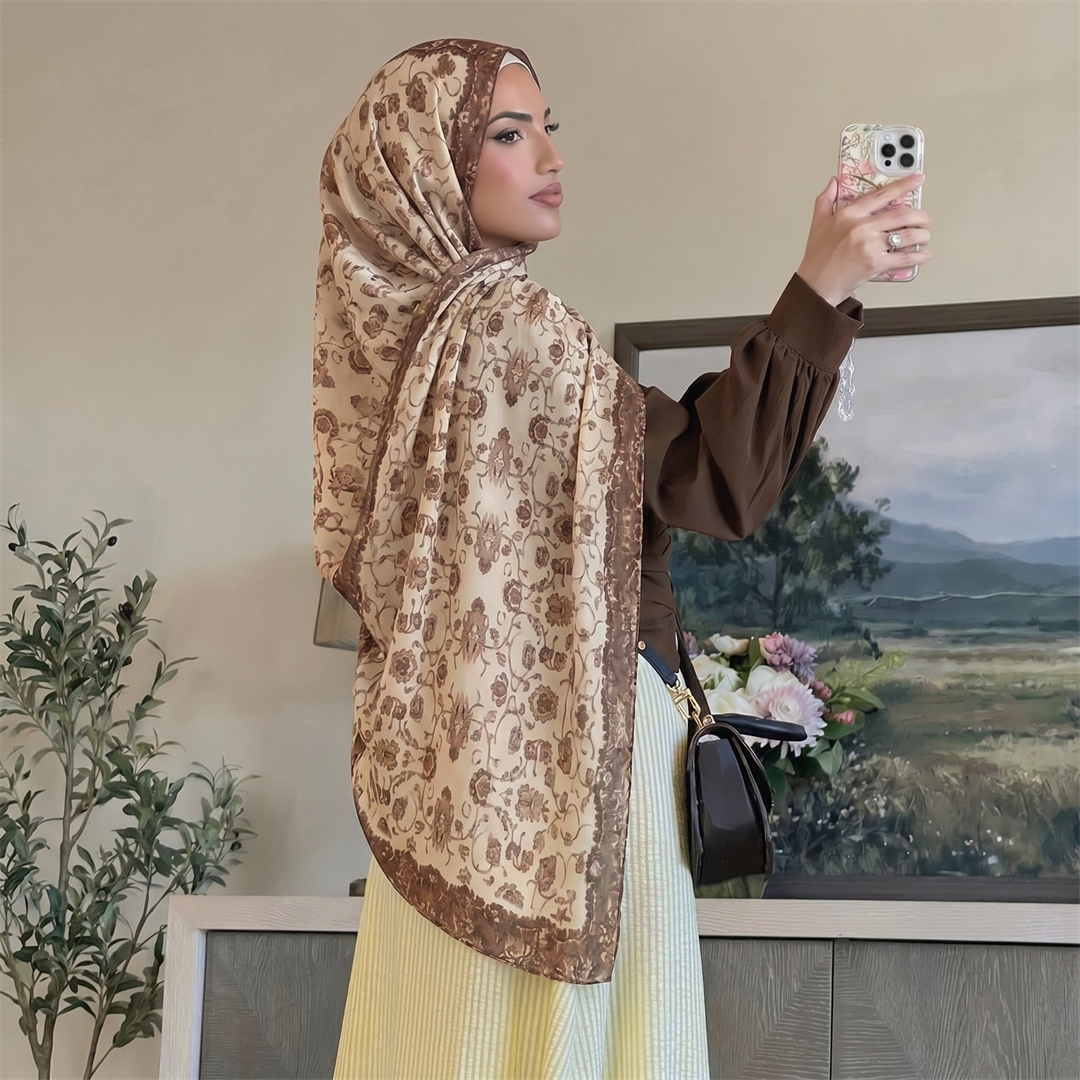 Vintage Floral Print Hijab Sof - Vintage Fashion For Women 评论和价格