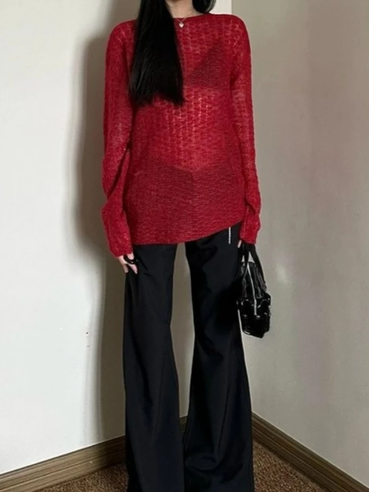 Y2K See-Through Knitted Women' - Usa Vintage Fashion 评论和价格